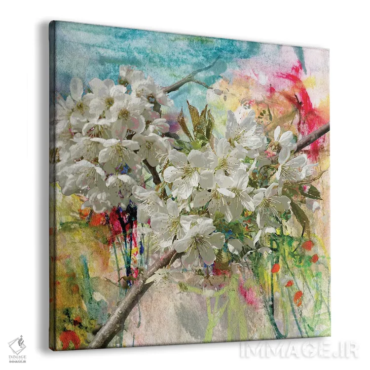 تابلو درخت سیب شکوفه داده (نقاشی و تکنیک ترکیبی) اثر کووچِک - نمای پرسپکتیو محصول