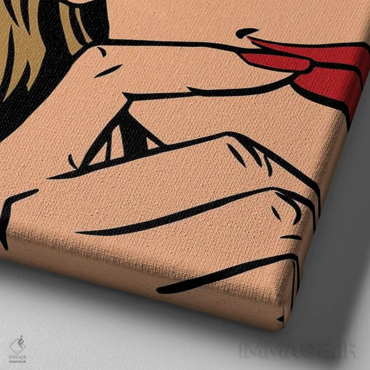 تابلو مرد تماسگیرنده با زن - سبک رترو کمیک پاپ آرت (قدیمی) اثر دپوزیت فوتوز (سایت بانک تصویر) - نمای نزدیک بافت بوم