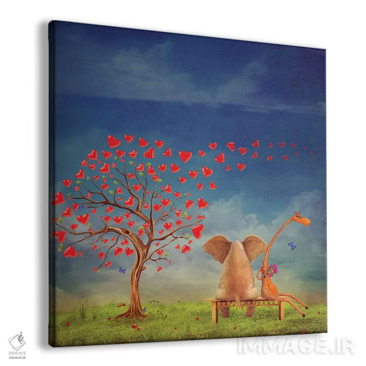 تابلو دیدار فیل و زرافه اثر ناتامک - نمای پرسپکتیو محصول