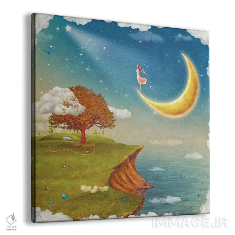 تابلو دختر به آسمان شب پرستاره نگاه میکند اثر ناتامک - نمای پرسپکتیو محصول