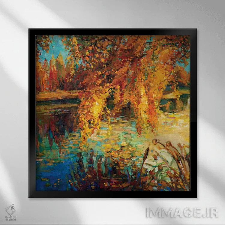 تابلو جنگل پاییزی اثر بوروجُینت - نمای قابدار مشکی