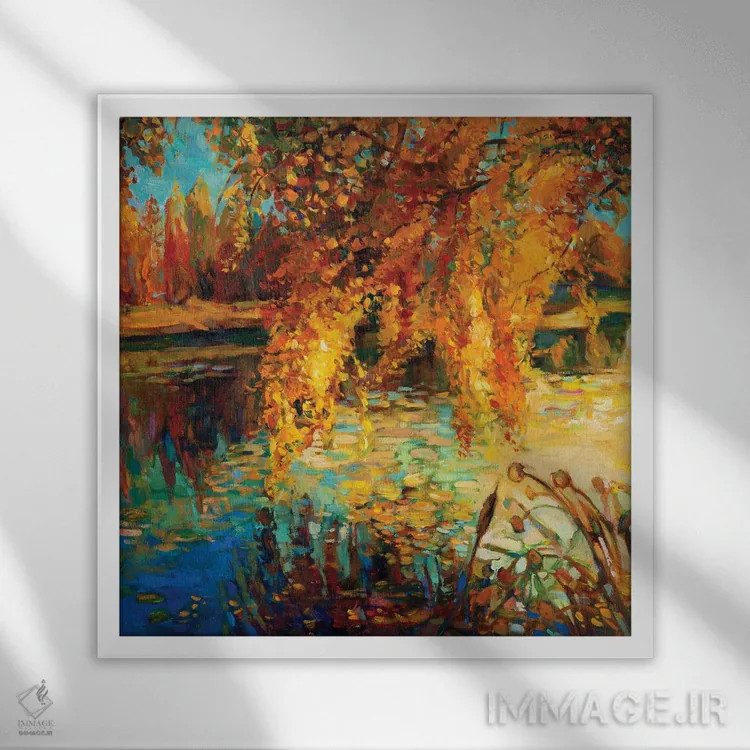 تابلو جنگل پاییزی اثر بوروجُینت - نمای قابدار سفید