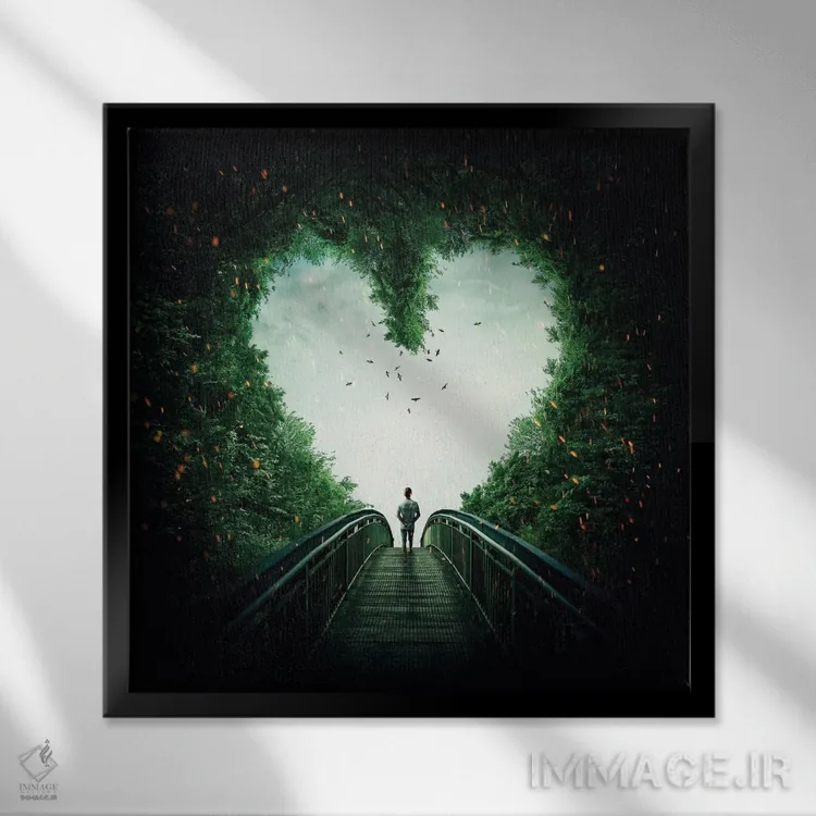 تابلو دنبال قلبت برو اثر سایکوشَدو (نام کاربری/نام هنری) - نمای قابدار مشکی