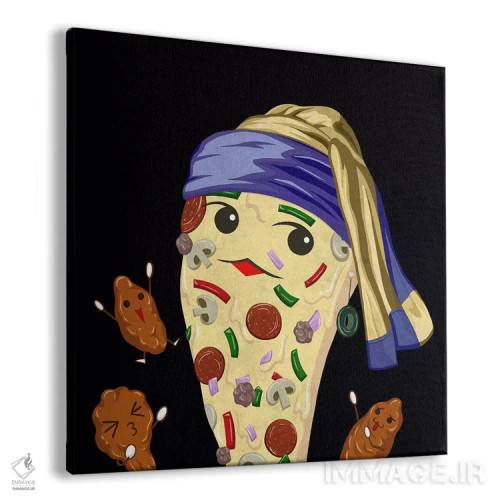 تابلو دختر پیتزایی با گوشوارهٔ زیتون اثر فایو بای فایو کالکتیو - نمای پرسپکتیو محصول