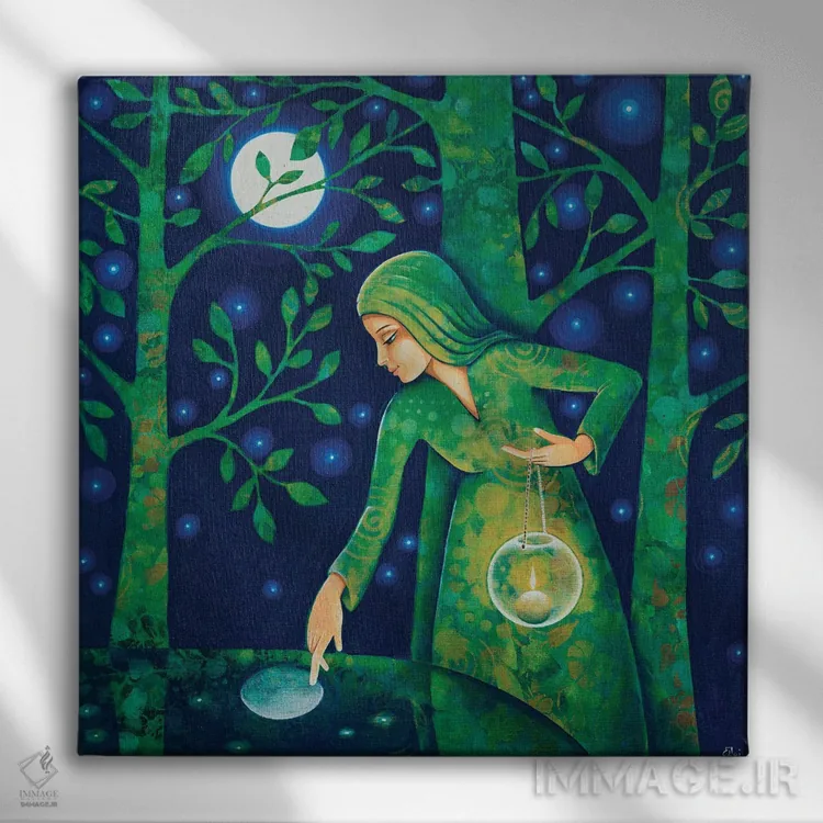 تابلو چراغ و ماه اثر دنیلا پرزیوزو اینوالر - نمای روبهرو روی دیوار