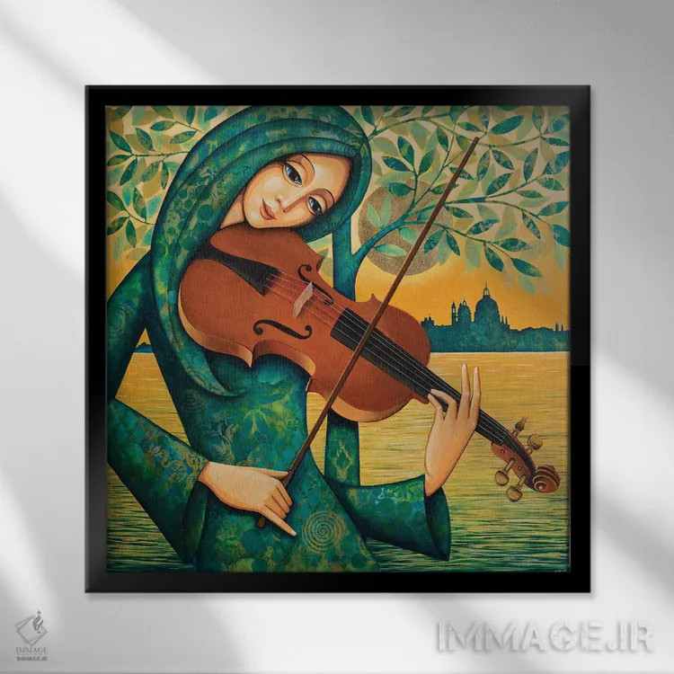 تابلو ویولن ونیزی اثر دنیلا پرزیوزو اینوالر - نمای قابدار مشکی