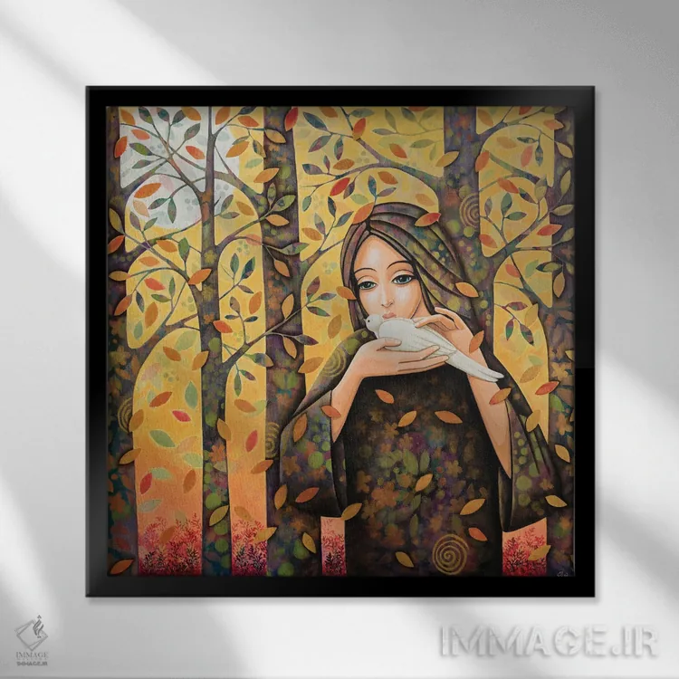 تابلو نوازش پاییزی اثر دنیلا پرزیوزو اینوالر - نمای قابدار مشکی