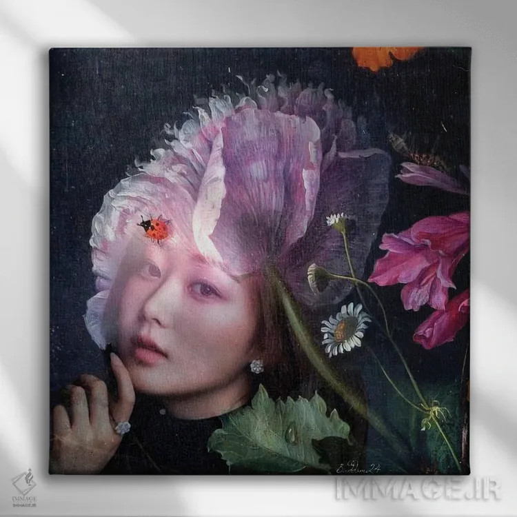 تابلو بانوی بنفش اثر دومینیک بادوئل - نمای روبهرو روی دیوار