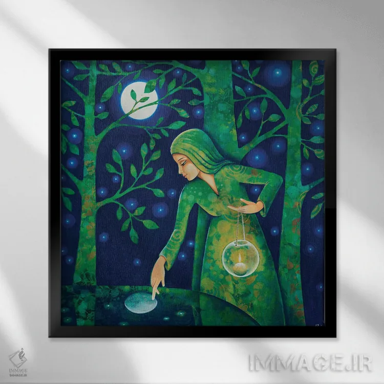 تابلو چراغ و ماه اثر دنیلا پرزیوزو اینوالر - نمای قابدار مشکی