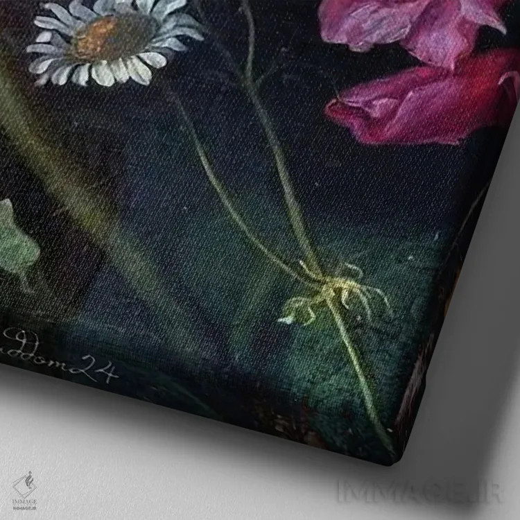 تابلو بانوی بنفش اثر دومینیک بادوئل - نمای نزدیک بافت بوم