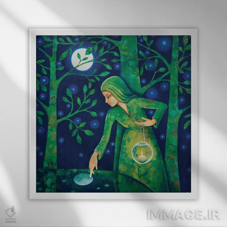 تابلو چراغ و ماه اثر دنیلا پرزیوزو اینوالر - نمای قابدار سفید