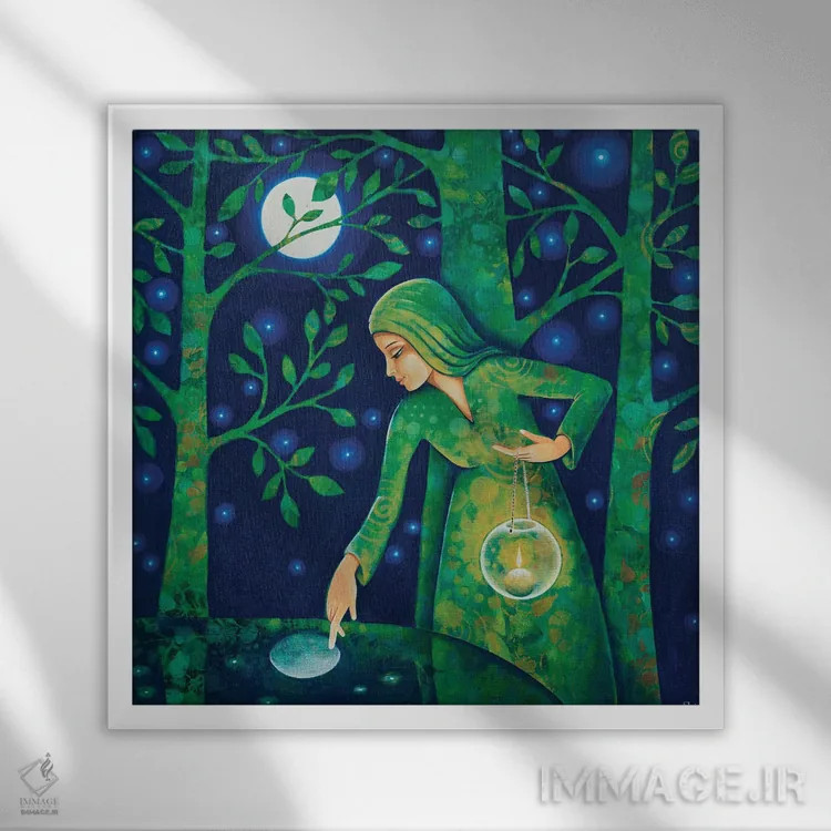 تابلو چراغ و ماه اثر دنیلا پرزیوزو اینوالر - نمای قابدار سفید