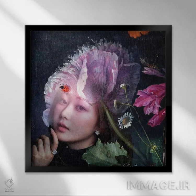 تابلو بانوی بنفش اثر دومینیک بادوئل - نمای قابدار مشکی