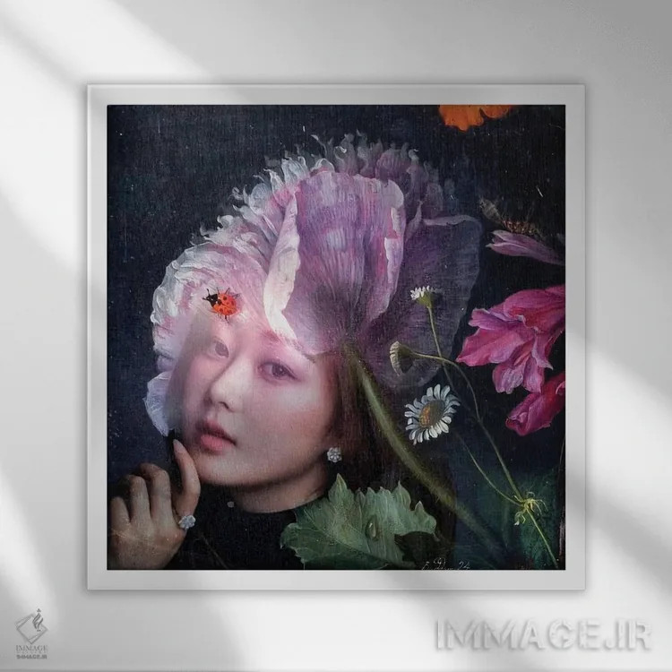 تابلو بانوی بنفش اثر دومینیک بادوئل - نمای قابدار سفید