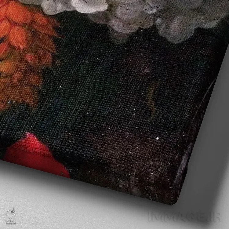 تابلو بانویی با یاس سفید اثر دومینیک بادوئل - نمای نزدیک بافت بوم