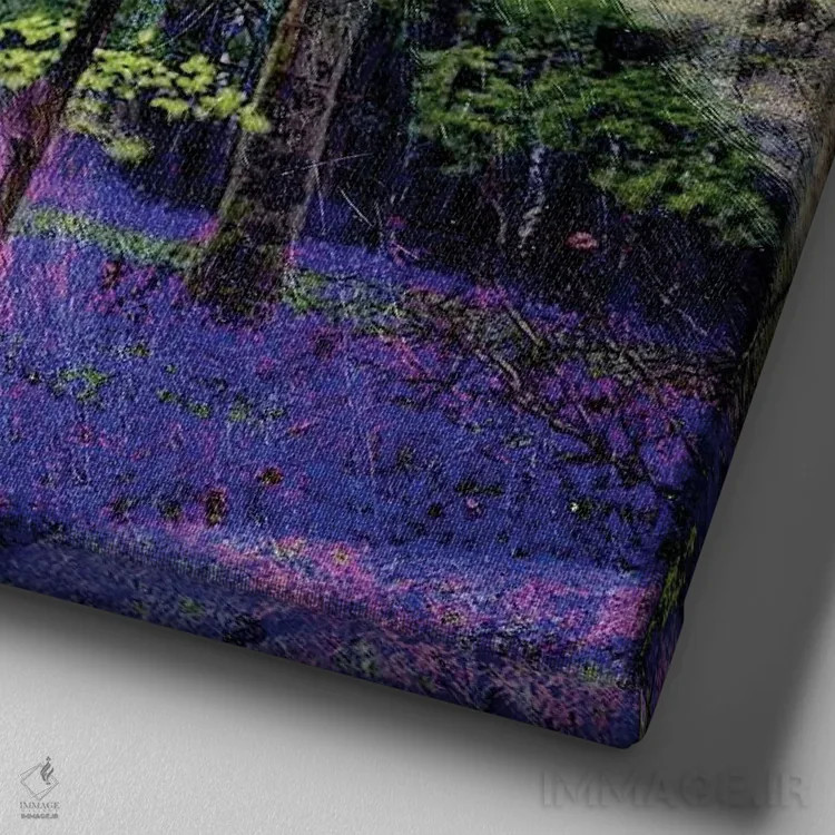 تابلو زنگولهآبی (نوعی گل) اثر دومینیک بادوئل - نمای نزدیک بافت بوم