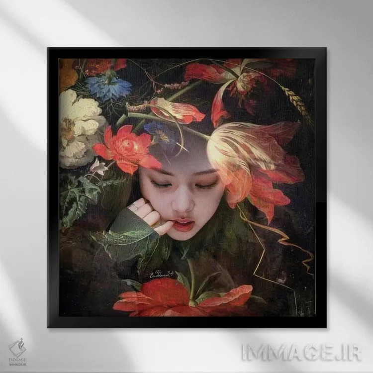 تابلو رویای گلها اثر دومینیک بادوئل - نمای قابدار مشکی