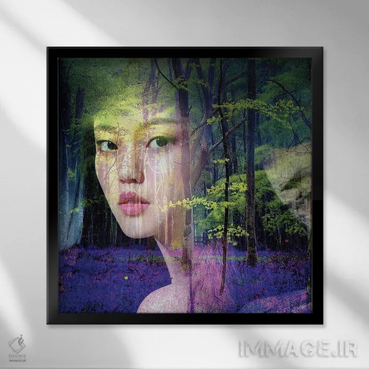 تابلو زنگولهآبی (نوعی گل) اثر دومینیک بادوئل - نمای قابدار مشکی