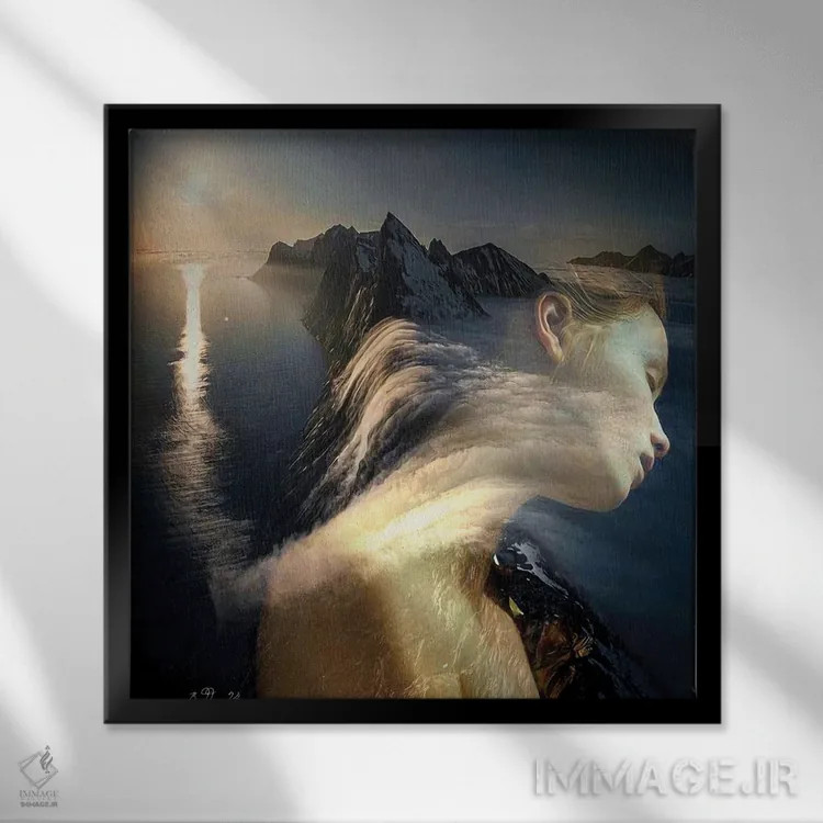 تابلو سفر به لبهٔ جهان اثر دومینیک بادوئل - نمای قابدار مشکی