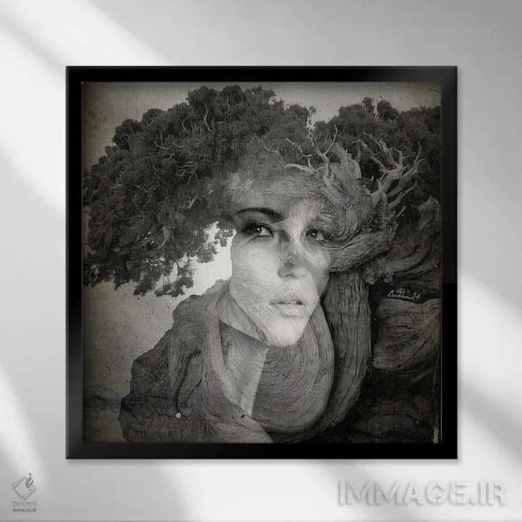 تابلو هامادریاد (پری درختان) اثر دومینیک بادوئل - نمای قابدار مشکی