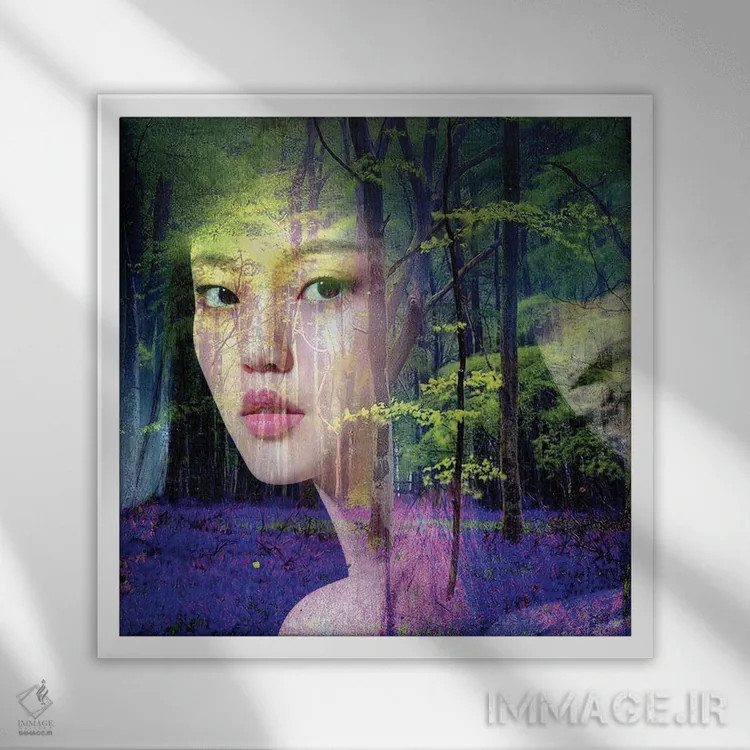 تابلو زنگولهآبی (نوعی گل) اثر دومینیک بادوئل - نمای قابدار سفید