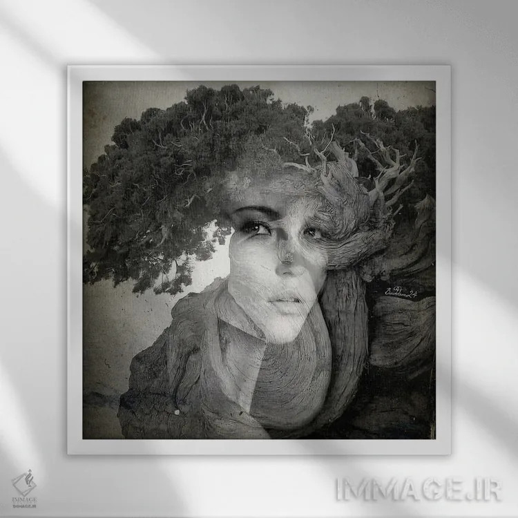 تابلو هامادریاد (پری درختان) اثر دومینیک بادوئل - نمای قابدار سفید