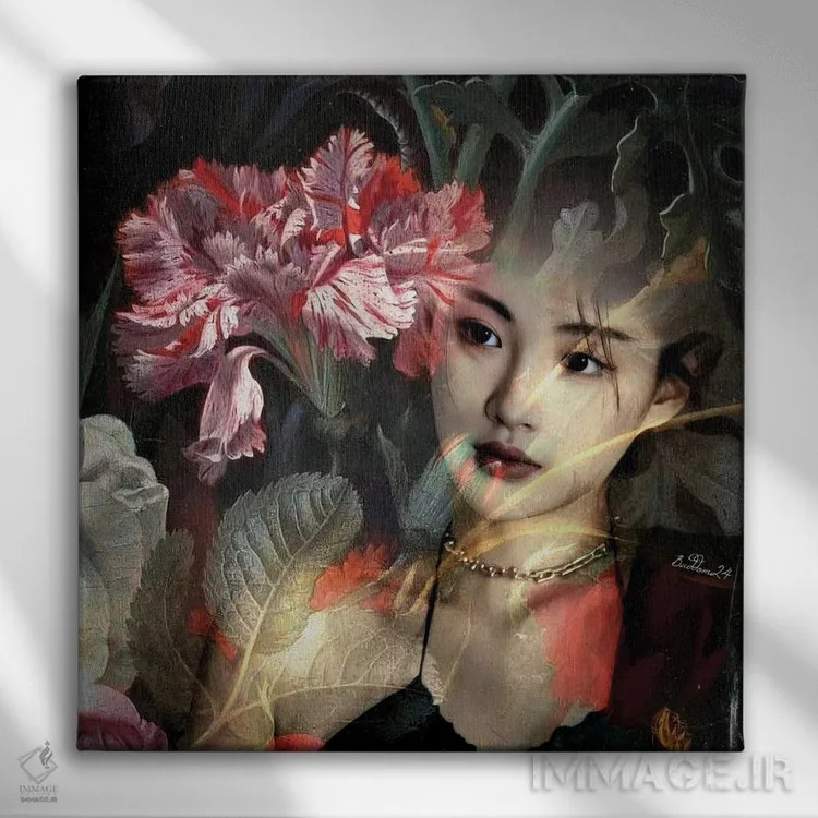 تابلو بانو میخک اثر دومینیک بادوئل - نمای روبهرو روی دیوار