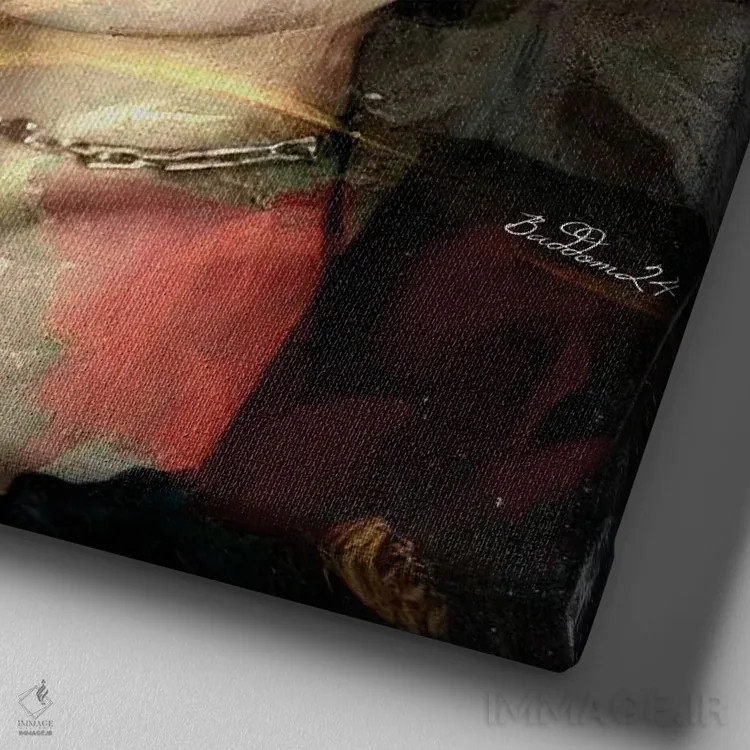 تابلو بانو میخک اثر دومینیک بادوئل - نمای نزدیک بافت بوم