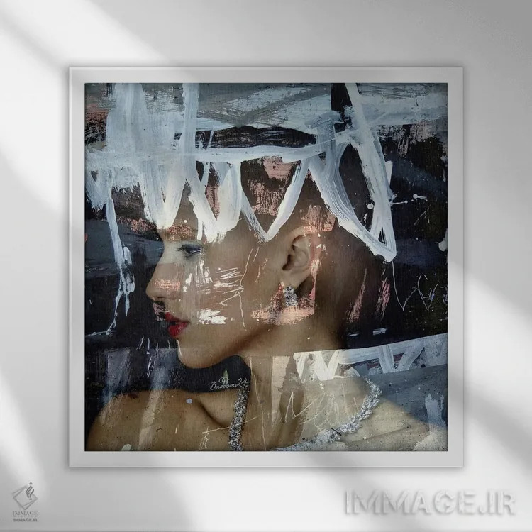 تابلو ملکهٔ انتزاع اثر دومینیک بادوئل - نمای قابدار سفید