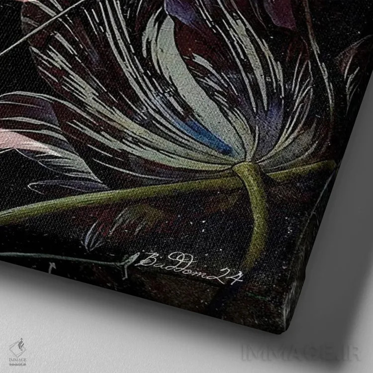 تابلو هرباریوم (گلآرایی خشک) اثر دومینیک بادوئل - نمای نزدیک بافت بوم