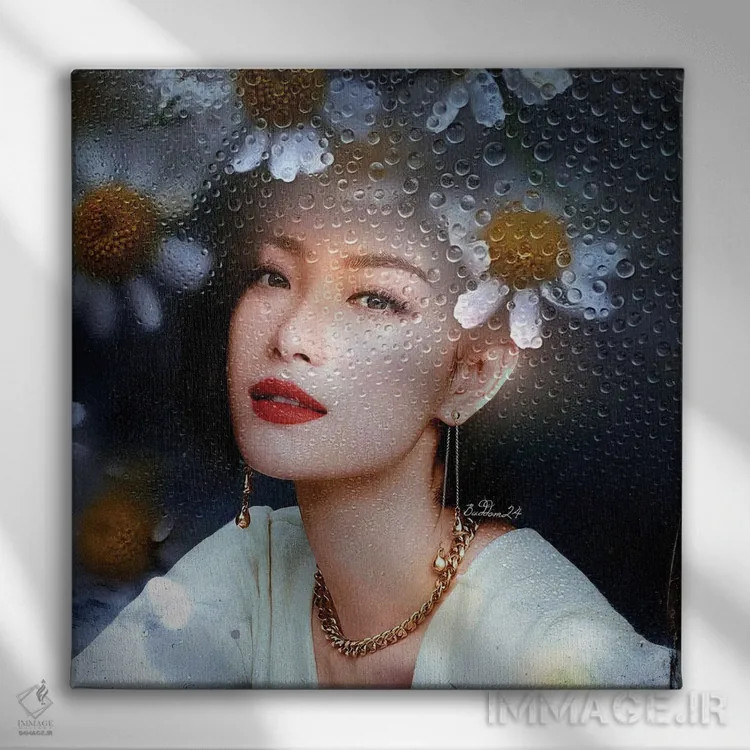 تابلو بابونهٔ مهآلود اثر دومینیک بادوئل - نمای روبهرو روی دیوار