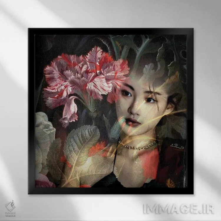 تابلو بانو میخک اثر دومینیک بادوئل - نمای قابدار مشکی