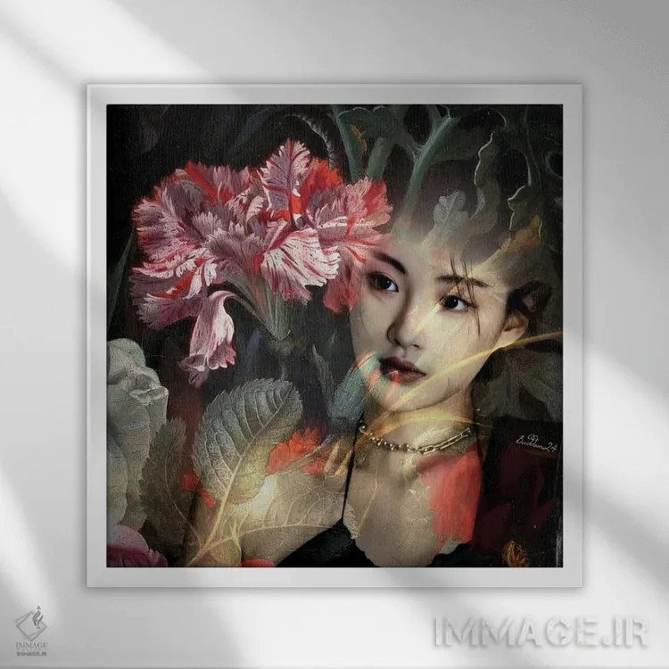 تابلو بانو میخک اثر دومینیک بادوئل - نمای قابدار سفید