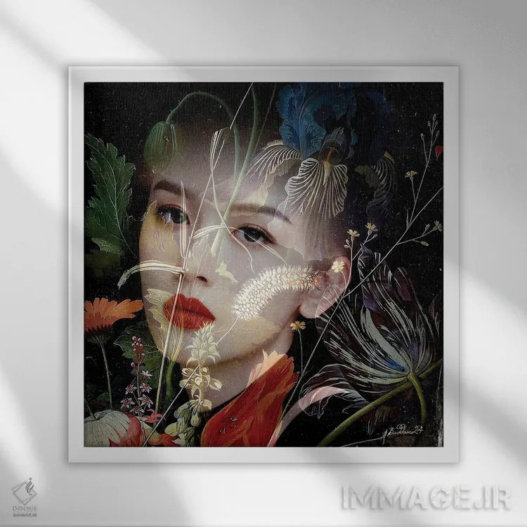 تابلو هرباریوم (گلآرایی خشک) اثر دومینیک بادوئل - نمای قابدار سفید