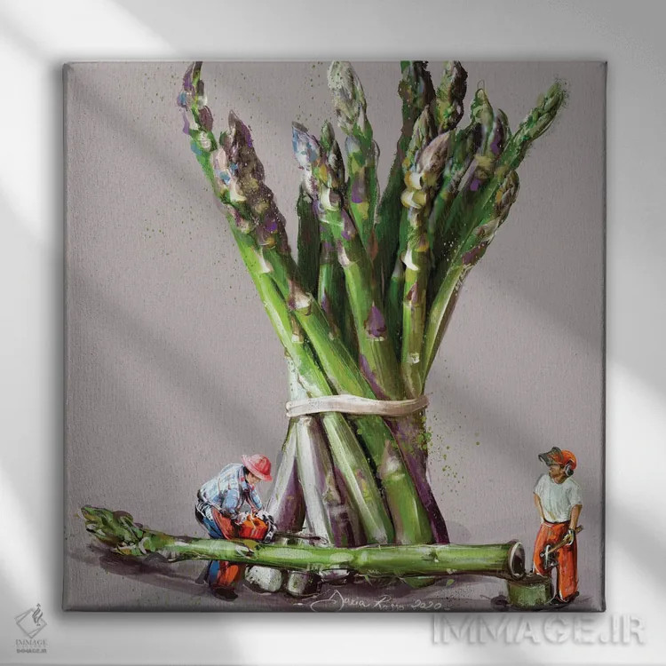 تابلو برداشت مارچوبه اثر داریا روسو - نمای روبهرو روی دیوار