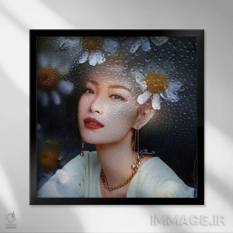 تابلو بابونهٔ مهآلود اثر دومینیک بادوئل - نمای قابدار مشکی