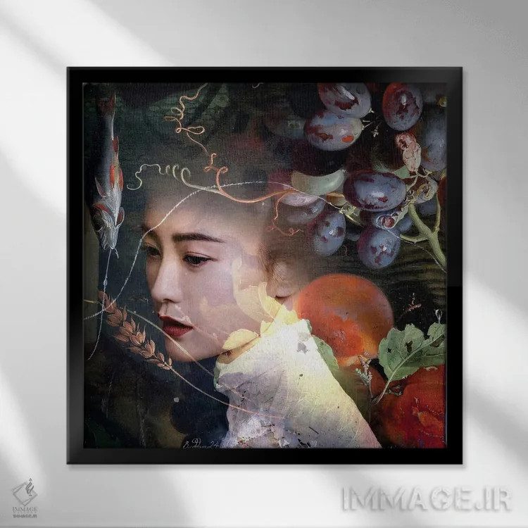 تابلو توتی فروتی (مخلوط میوه) اثر دومینیک بادوئل - نمای قابدار مشکی