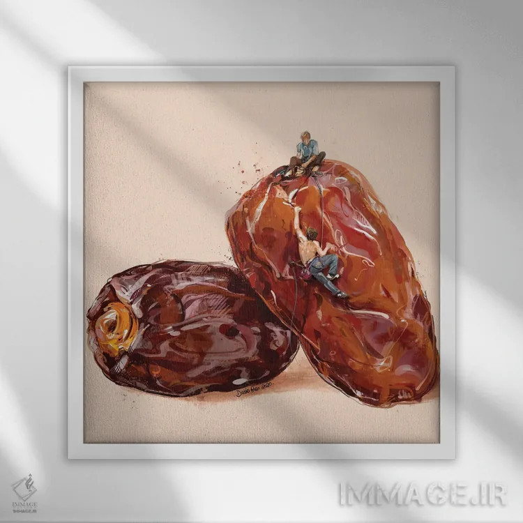 تابلو دیوار خرما اثر داریا روسو - نمای قابدار سفید