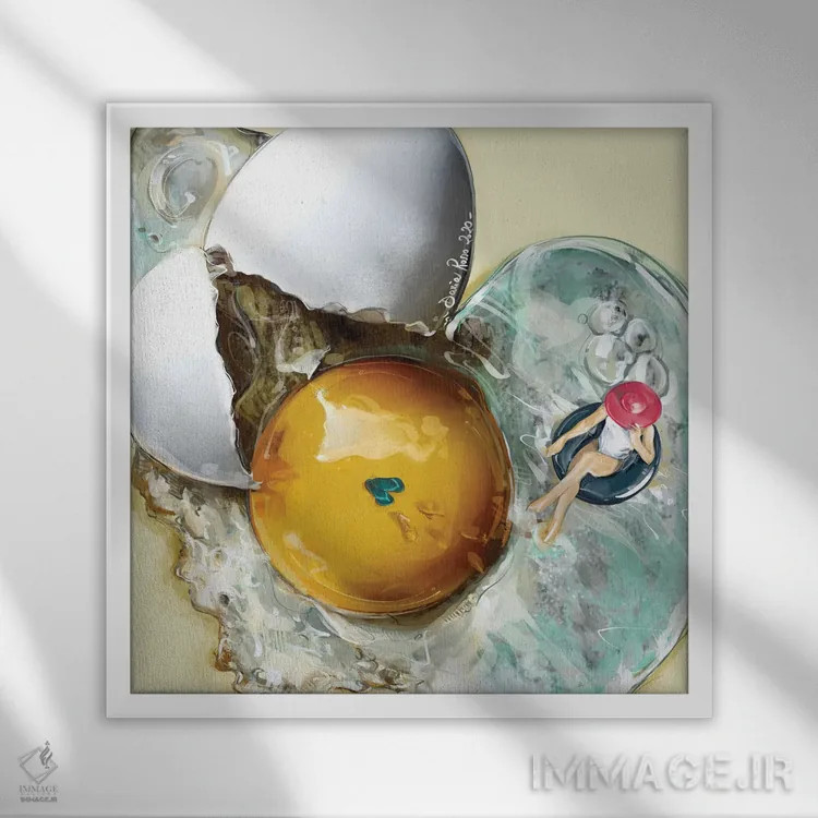 تابلو تخم مرغ نیمروی آفتابی اثر داریا روسو - نمای قابدار سفید