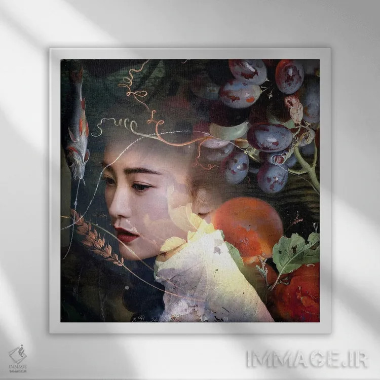 تابلو توتی فروتی (مخلوط میوه) اثر دومینیک بادوئل - نمای قابدار سفید