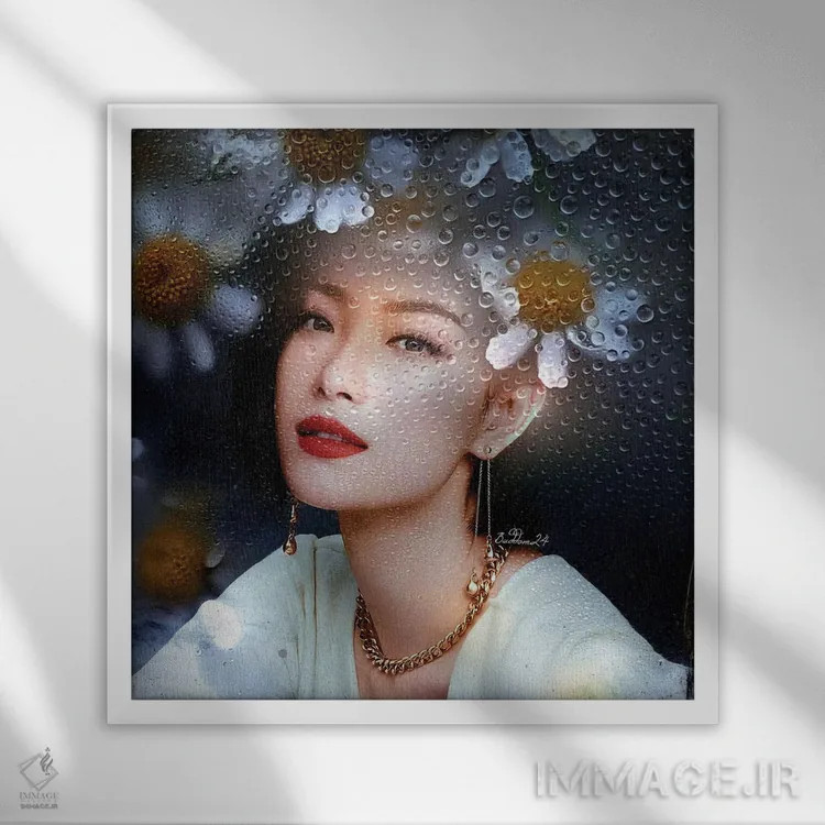 تابلو بابونهٔ مهآلود اثر دومینیک بادوئل - نمای قابدار سفید