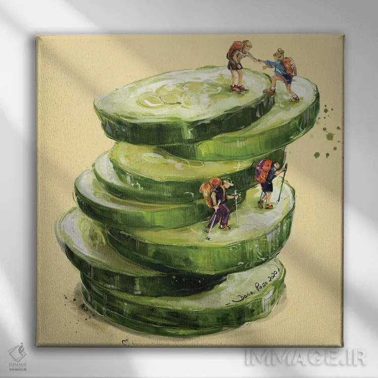 تابلو دستیابی به قلههای سبکتر اثر داریا روسو - نمای روبهرو روی دیوار