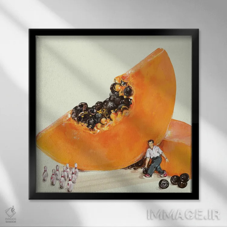 تابلو بولینگ عجیب و غریب اثر داریا روسو - نمای قابدار مشکی