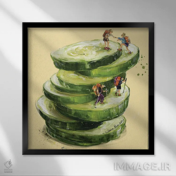 تابلو دستیابی به قلههای سبکتر اثر داریا روسو - نمای قابدار مشکی