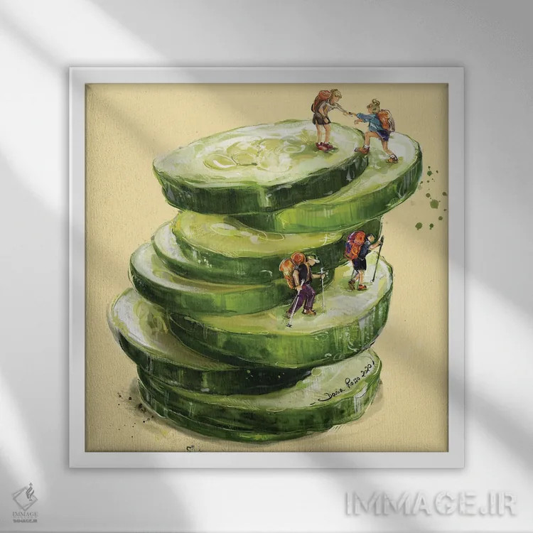 تابلو دستیابی به قلههای سبکتر اثر داریا روسو - نمای قابدار سفید