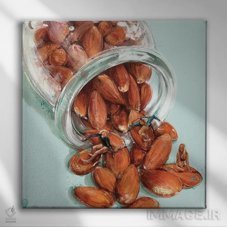 تابلو گذر از زندگی با موجسواری اثر داریا روسو - نمای روبهرو روی دیوار