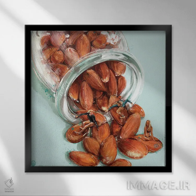 تابلو گذر از زندگی با موجسواری اثر داریا روسو - نمای قابدار مشکی