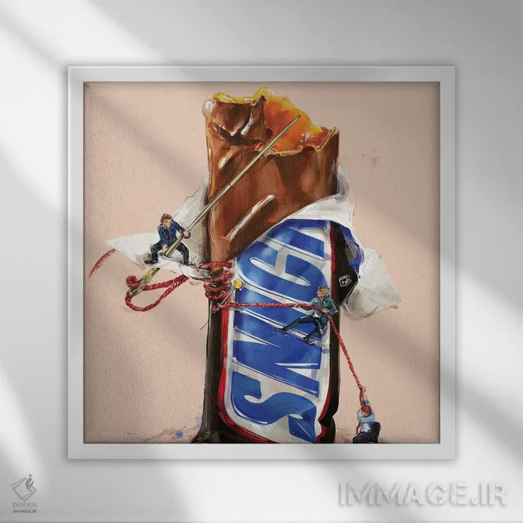 تابلو اسنیکرز (شکلات) اثر داریا روسو - نمای قابدار سفید