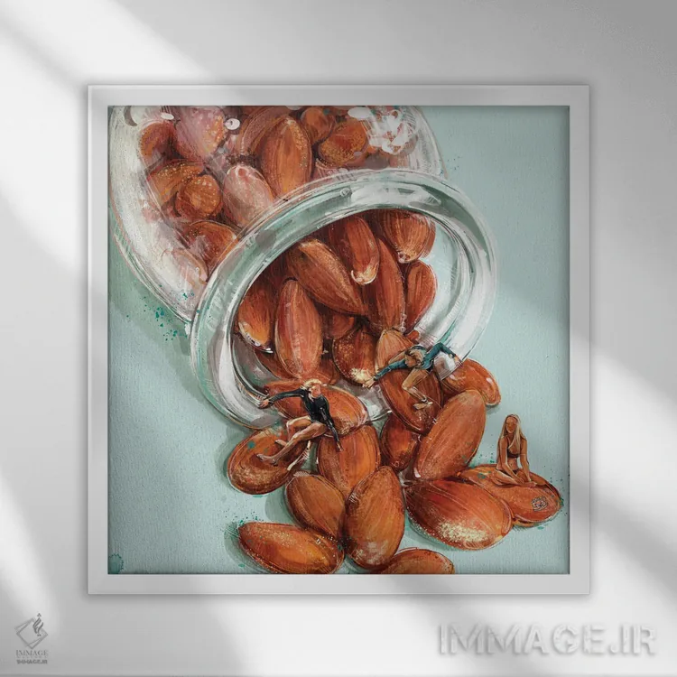 تابلو گذر از زندگی با موجسواری اثر داریا روسو - نمای قابدار سفید