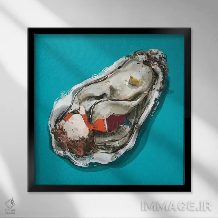 تابلو سخت مشغول خوابیدن اثر داریا روسو - نمای قابدار مشکی